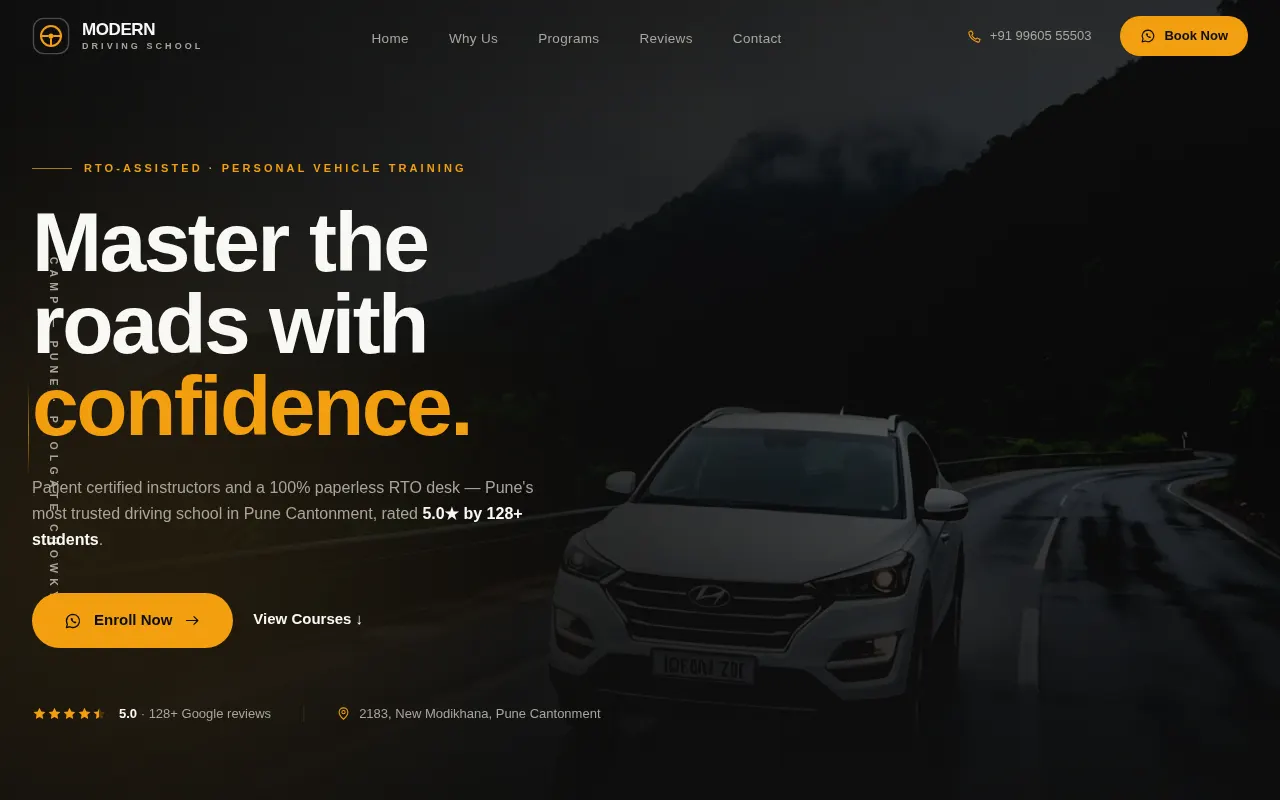 Modern Driving School — website preview